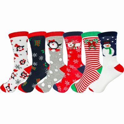 Meias de Natal femininas femininas design de Natal novidade meias tamanho 4-6.5 3/6/12 pares - Imagem 1 de 4