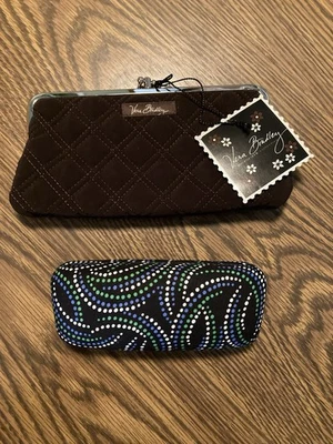 Cartera sin asas Vera Bradley doble Kisslock marrón (NUEVA) y soporte para gafas VB usada Foto 1 de 4