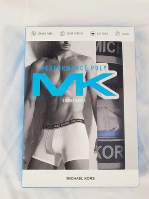 Michael Kors Men's Performance Poly 3 Boxer Briefs Small Black Blue Gray NEW - Image 1 of 2