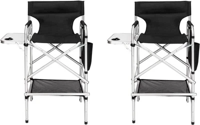 Стул режиссерский складной с боковым столиком с полной спинкой алюминиевая рама с подстаканником - Изображение 1 из 4