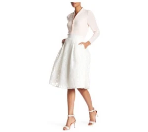 Ted Baker Hazil Floral weiß Spitze Fit and Flare Full Midirock Gr. 3 (US 8) - Bild 1 von 9