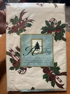 Vintage Christmas Tablecloth Holiday Classics 52"x70" Flannel Backed Vinyl NEW - Picture 1 of 3