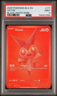 2025 Pokemon Blk En-Black Bolt #171 Victini Black White Rare PSA 9 MINT - Image 1 of 3