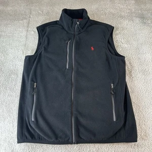 Polo Ralph Lauren Fleece Performance Vest Nero Full Zip Preppy Golf Uomo Taglia M - Foto 1 di 17