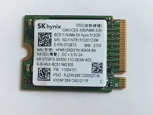 SK BC511 512g M.2 2230 PCIe NVMe SSD HFM512GDGTNI für Microsoft Steam Deck - Bild 1 von 10