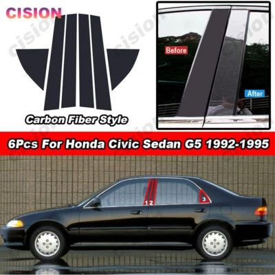 Отделочные накладки на стойки стойки двери из углеродного волокна для Honda Civic седан G5 1992-1995 6 шт. - Изображение 1 из 4