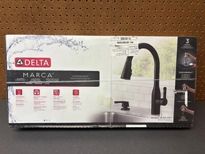 Delta Marca herunterziehbare Brause Küchenarmatur mit Schildbrause, mattschwarz - Bild 1 von 1