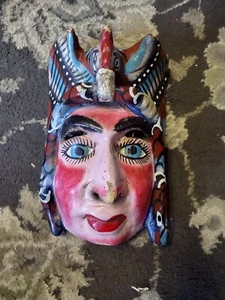 Vintage Mexican Folk Art Mask Bird and Serpent Wood Hand Carved - Picture 1 of 18
