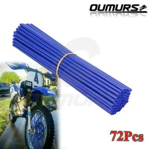 72PCS Motorcycle Dirt Bike Spoke Skin Cover Wraps Wheel Rim Guard Protector Blue - Picture 1 of 12