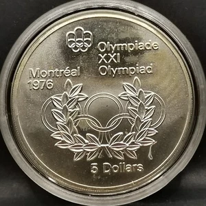 5 DOLLARS 1974 ANNEAUX OLYMPIQUES ARGENT 925‰ JO DE MONTREAL 1976 CANADA / SILVE - Picture 1 of 2