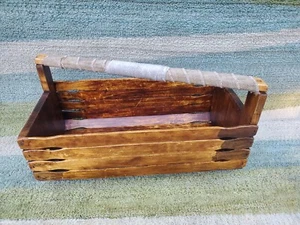 One Of A Kind Rustic Handmade Wood Slats Garden Trug Egg Farm Work Tool Basket - Picture 1 of 19