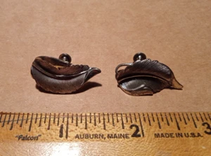 Pendientes vintage de plata de ley 925 hoja hechos a mano atornillados - Imagen 1 de 8