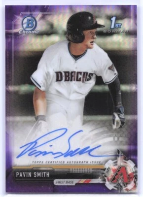 2017 BOWMAN CHROME DRAFT - PURPLE REFRACTOR - AUTOGRAPH - PAVIN SMITH /250 - Image 1 of 2