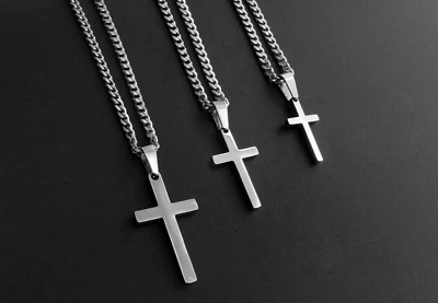 Collar Cruz Hombre, Collar Cruz Impermeable, Colgante Cruz con Cadena Cubana Foto 1 de 4