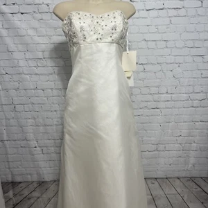 Vintage Jim Helm Couture Strapless Beaded Bodice Wedding Dress Size 10 Ivory - Picture 1 of 14