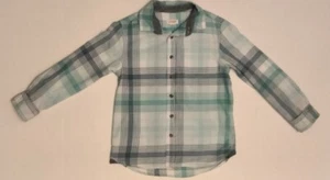 Cat & Jack Boys Aqua white blue Long Sleeve Button-Down Shirt S 6/7 - Picture 1 of 2