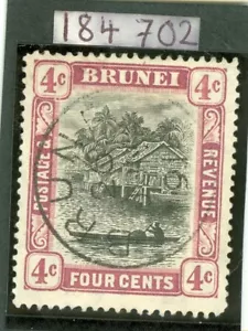 SG 26a Brunei 1907-9 4c gris negro y púrpura rojizo WMK CA. Muy bien usado - Imagen 1 de 2