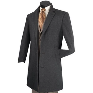 VINCI Men's Charcoal Gray 2-Button 38" Long Regular Fit Car Coat - NEW - Picture 1 of 2