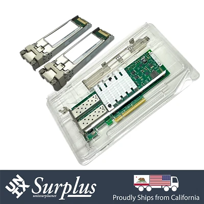 OEM Intel X520-DA2 Dual Port SFP+ 10GB NIC Ethernet Network Adapter + 2x Optics - Image 1 of 4