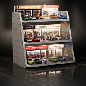1:64 Diorama 3-Layer Car Garage Model LED City Street View Scene Display Model - Picture 1 of 17