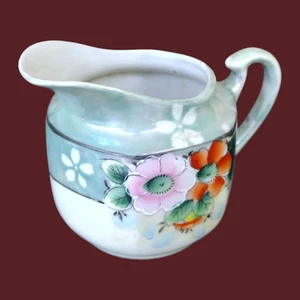 Vtg Japanese Hexagon Tea Creamer Japan Hand Painted Flowers Floral Design 3-1/4" - Picture 1 of 14