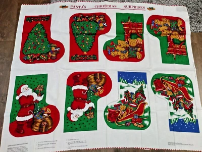 Vtg Santas Christmas Surprises Cut & Sew Panel English Collection David Textiles - Image 1 of 4