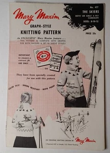 Patrón de tejido estilo gráfico Mary Maxim vintage años 50 The Skiers for Kids Nº 477 - Imagen 1 de 5