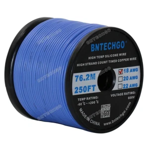 18 Gauge Flexible Silicone Wire Blue 250 feet 600V 200 deg C Tinned Copper Wire - Picture 1 of 6