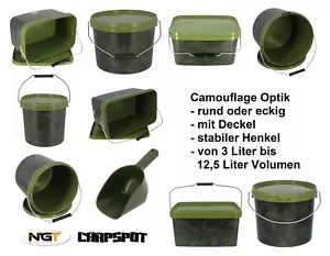 NEU Angeleimer Futtereimer Woodland Camou Eimer Set mit Deckel Boilies Pellets - Bild 1 von 22