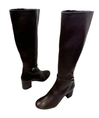 Bota alta Cole Haan para mujer 10.5B Dana de cuero marrón tacón alto nueva sin caja Foto 1 de 4