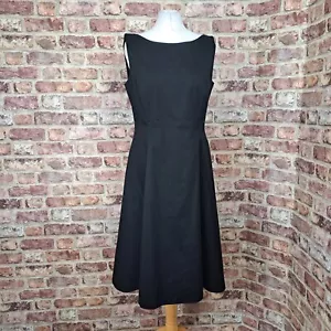 Abito midi Laura Ashley 14 nero aderente svasato foderato cotone elasticizzato - Foto 1 di 10