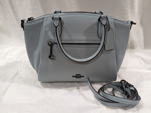Coach V5 Aqua Elise Borsa a tracolla in pelle di ciottoli lucidata (79316) Nuova con etichette