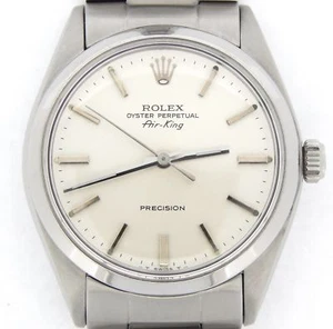Rolex Air King Precision Men Stainless Steel Watch Silver Stick Dial 5500 - Picture 1 of 6