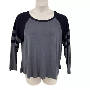 Cool Melon Mujer Camiseta Tejida Gris Negro Talla 1X Manga Larga Raglán Cuello Redondo - Imagen 1 de 13