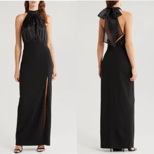 Vestido halter de organza y crepé Lulus, negro de fiesta de cóctel, talla XL, NUEVO CON ETIQUETAS - Imagen 1 de 7