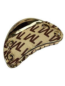 Medium size Golden Acrylic with Cream Leather Claw Clip hair accessory - Picture 1 of 18