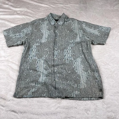 Tasso Elba Shirt Mens Large Paisley Silk Linen Button Up Short Sleeve Casual - Image 1 of 4