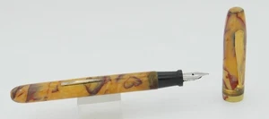 Wearever Füllfederhalter gelb & rot Zelluloid mit Goldrand - feine Feder - 30er Jahre - Bild 1 von 5