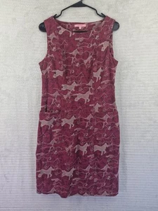 White Stuff Dark Red Horse Embroidered Midi Dress Size UK 12 Sleeveless 100%... - Picture 1 of 18
