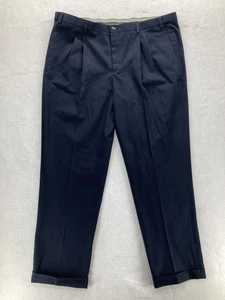 Eddie Bauer Herrenhose 46 x 34 marineblau plissiert Bündchen elegant Chino Baumwolle entspannt neu mit Etikett - Bild 1 von 15