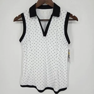 Camicia da golf Ben Hogan a pois senza maniche UPF 50 protezione solare XS nuova con etichette - Foto 1 di 6