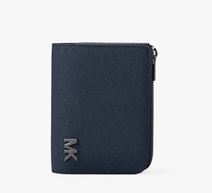 Portafoglio Michael Kors uomo Cooper Saffiano pelle folio colore navy nuovo con etichetta - Foto 1 di 9