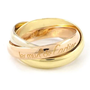 Cartier Ring Trinity 3 Rows Triple Bands 750(18K) Tri-Color Gold #52 US6.25 - Picture 1 of 8