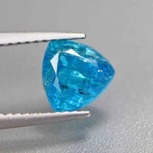 1.56 Cts Neon Blue 100% Natural Apatite Trillion 7mm Brazil Gemstones - Picture 1 of 5