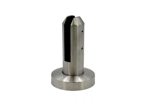 Frameless Fence Clamps Round Surface Mount for 3/8" - 9/16" Glass - Brushed St - Picture 1 of 4