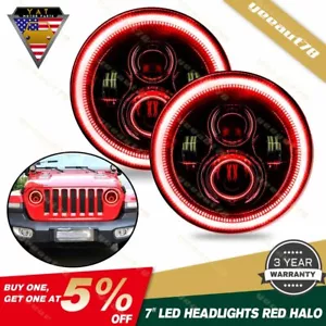 Kit combinado de faros LED DRL Red Halo de 7 pulgadas para Jeep Wrangler JK TJ LJ H1 H2 - Imagen 1 de 11
