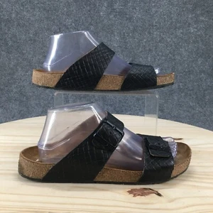 Haflinger Sandals Womens 10 Andrea Slide Black Woven Casual Open Toe Comfort - Picture 1 of 18