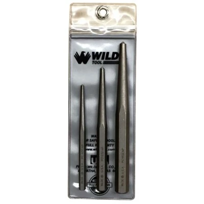 Wilde Tool 3 pc Center Pin Punch Set 1/4, 3/8, and 1/2-Inch MADE IN USA, PC3