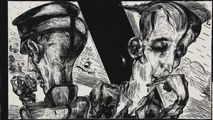 KARL GEORG HIRSCH - Fischer und Fru - Holzschnitt - 1993 - Picture 1 of 2