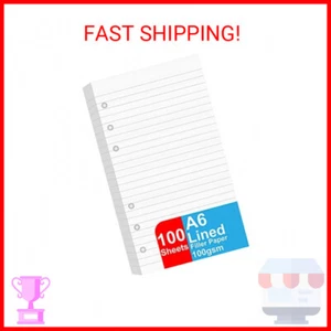 A6 Lined Refill Paper, 100 Sheets/200 Pages Loose Leaf Paper 3.75'' x 6.75'' - Picture 1 of 2